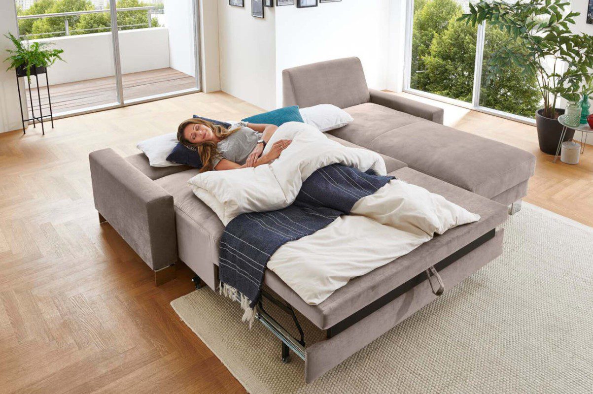 Schlafsofa Bali Flexa ausgezogen zum schlafen
